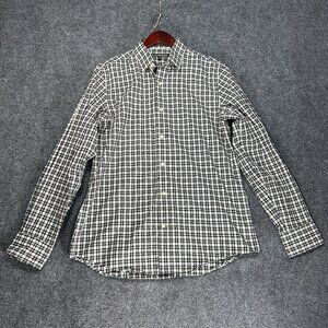 Express Shirt Mens Medium Modern Fit Black White Plaid Cotton Stretch Button Up